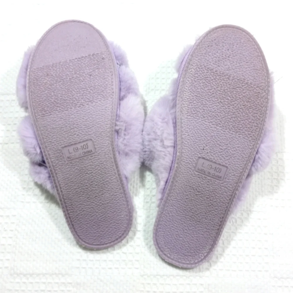 Faux Fur Purple Slippers Wide - Picture 3 of 4